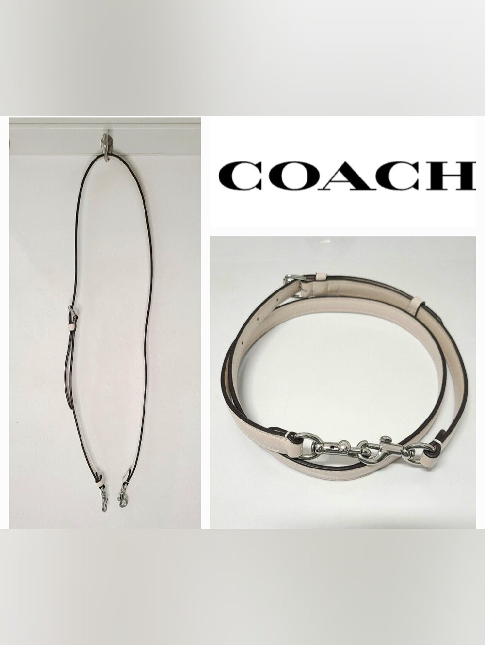 Coach Leather Crossbody Strap Adjustable Replacement Chalk/Off White